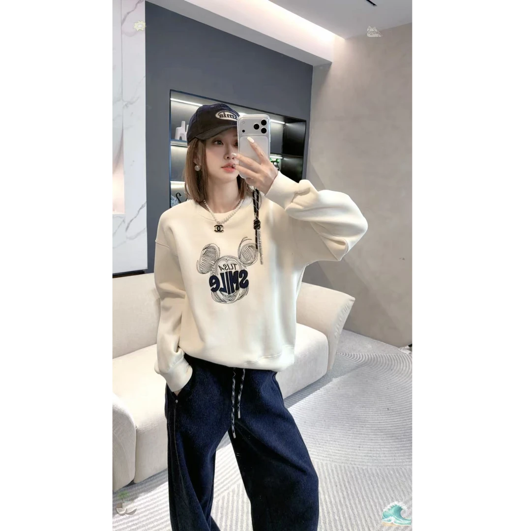 熙薇【米奇】2025秋冬新款时尚百搭印花休闲宽松卡通卫衣H6003