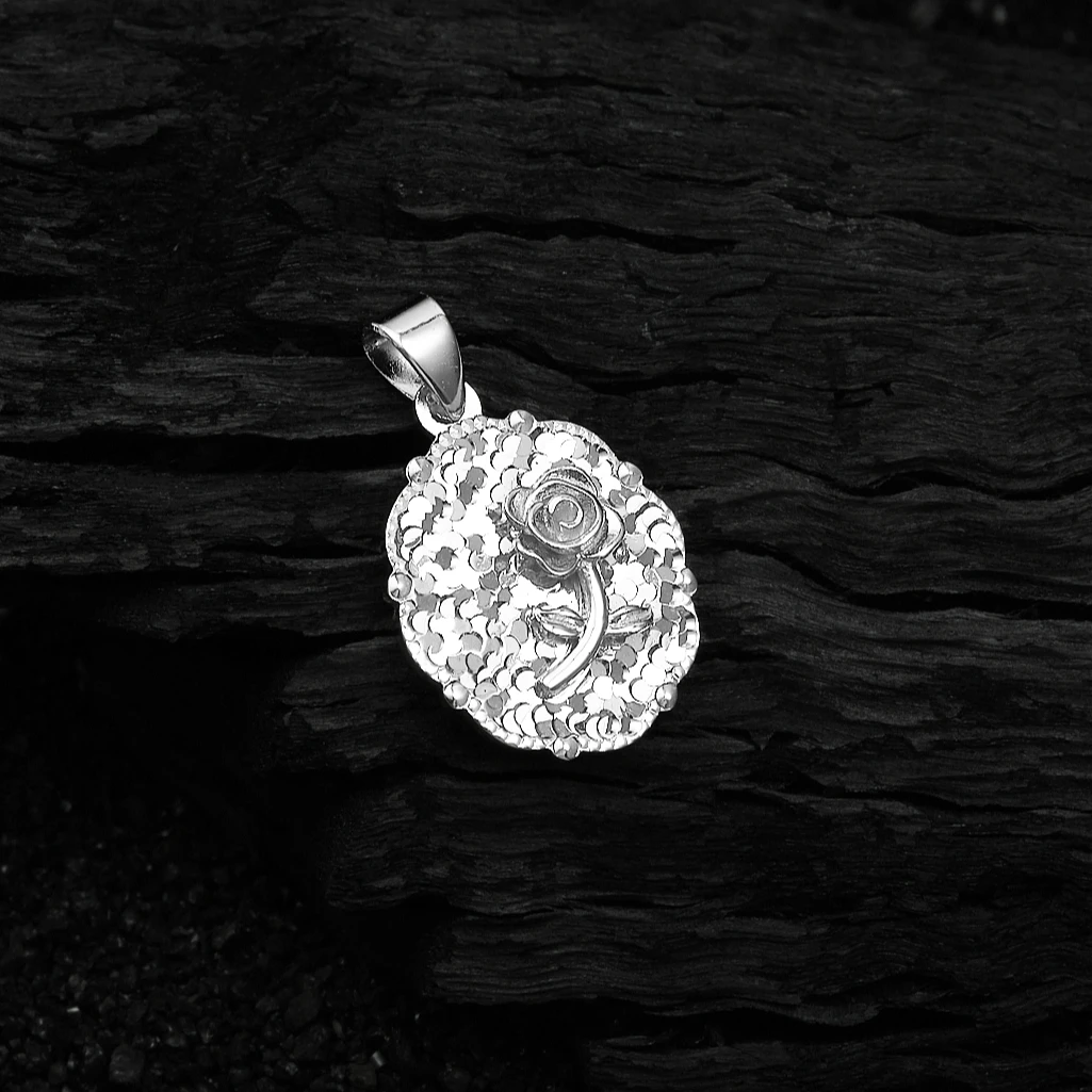 吊坠足银 足银990碎冰冰玫瑰吊坠 气质百搭 （DZ9837)