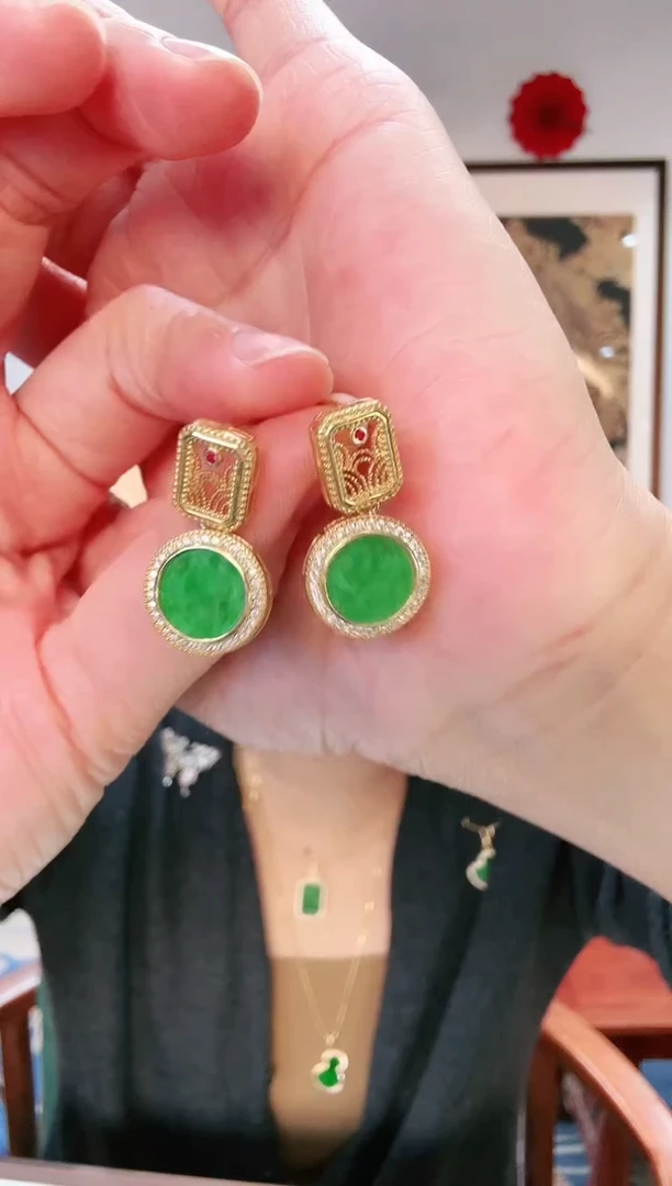 【闪购商品】翡翠耳饰银S925镶嵌耳饰