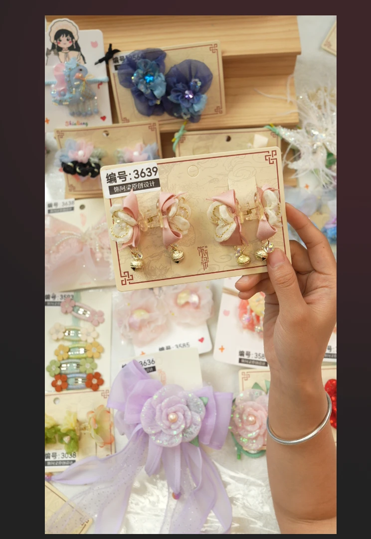 饰阿梁3639铃铛小抓头饰儿童小女孩发夹发饰可爱甜美百搭手工中