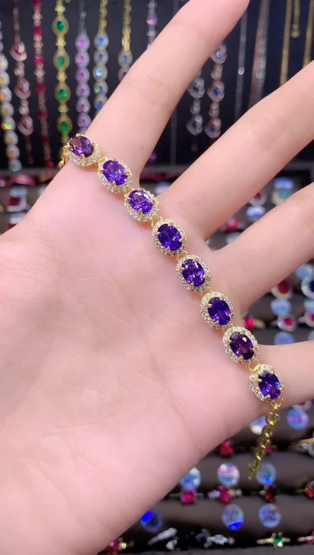 水晶手链银S925镶嵌金