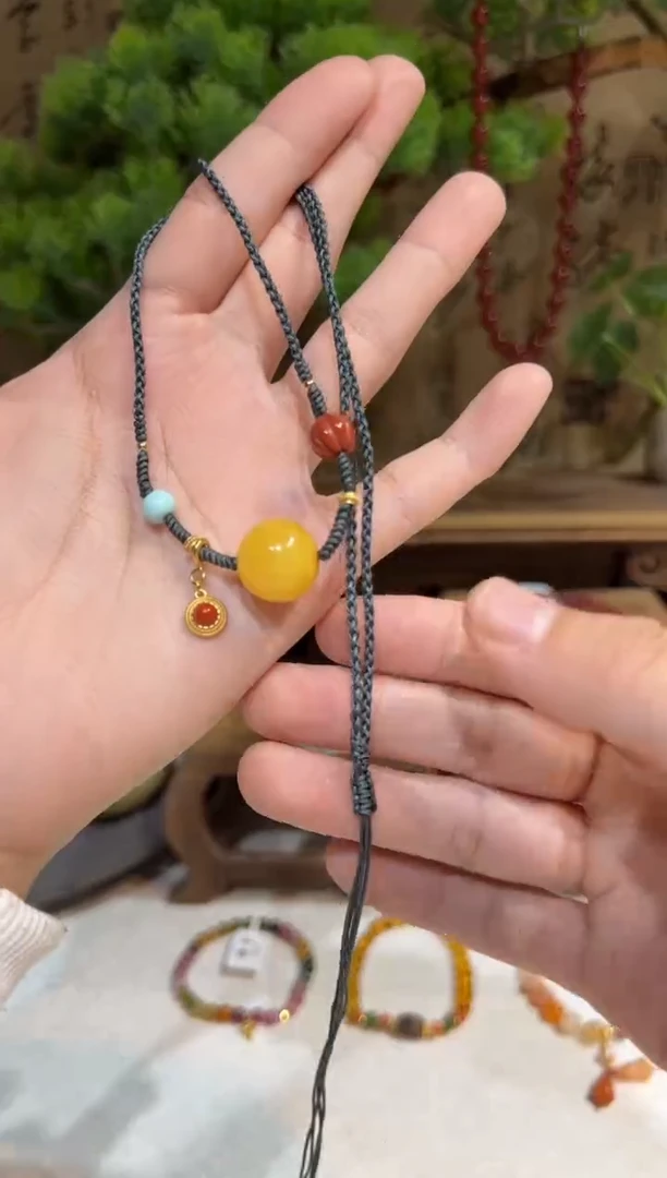 琥珀颈饰未镶嵌项饰@@