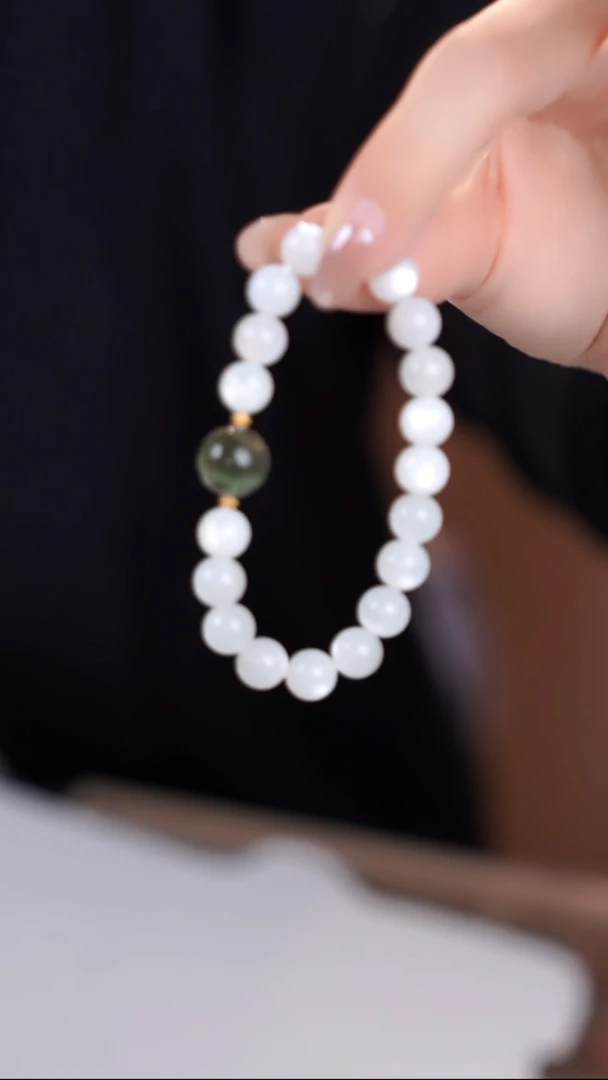 银S925镶嵌手链长石@