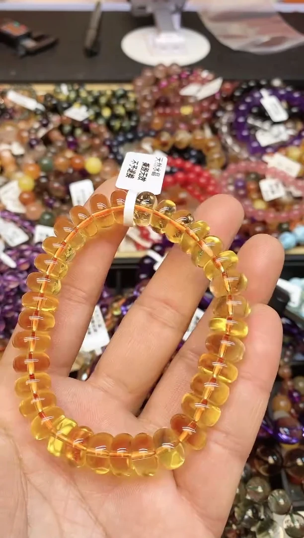 【闪购商品】水晶手链未镶嵌b69 黄水算盘珠10mm+