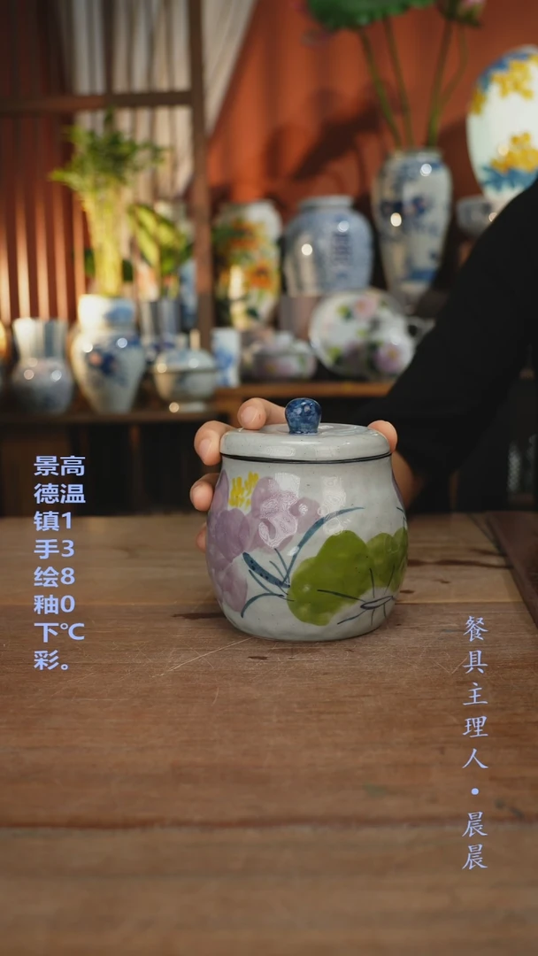 瓷片【简家甄选】景德镇设计师釉下手绘陶瓷餐具