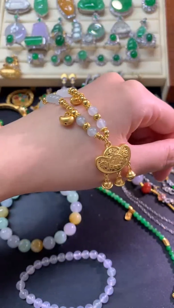 套链足金镶嵌翡翠套链|13000+650