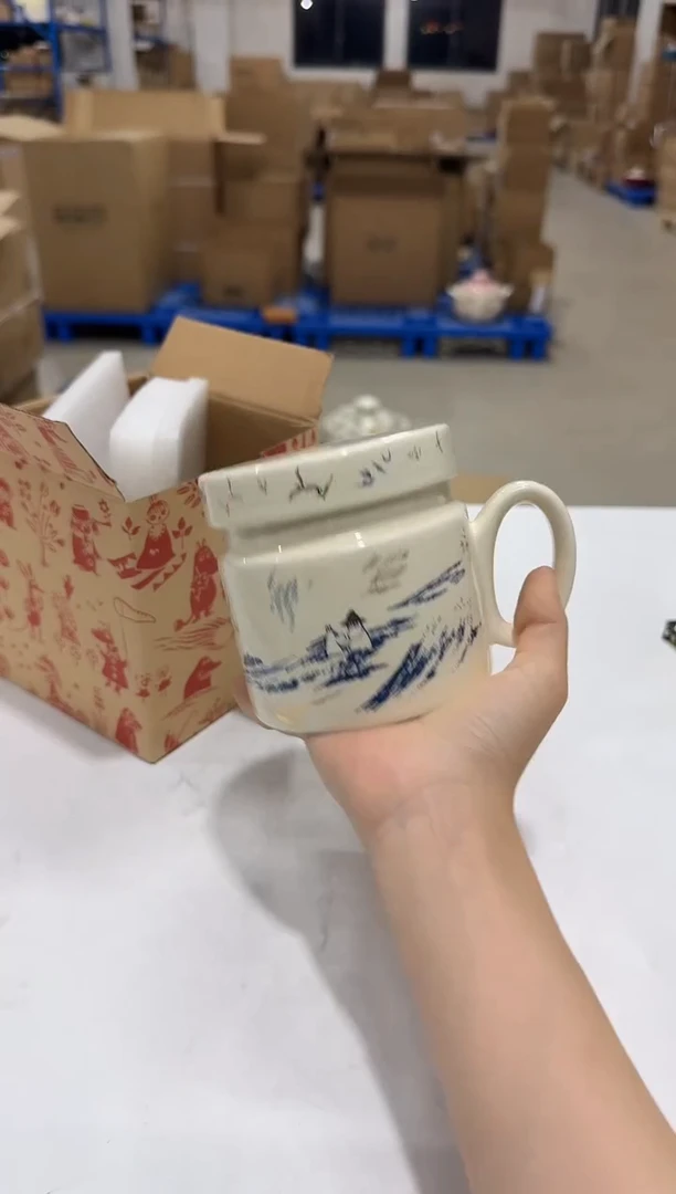 瓷片姆明飞鸟盖杯(含茶滤)
