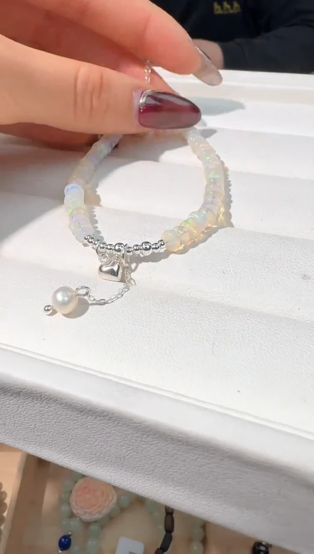 【闪购商品】欧泊手链银S925镶嵌欧泊盘珠设计款