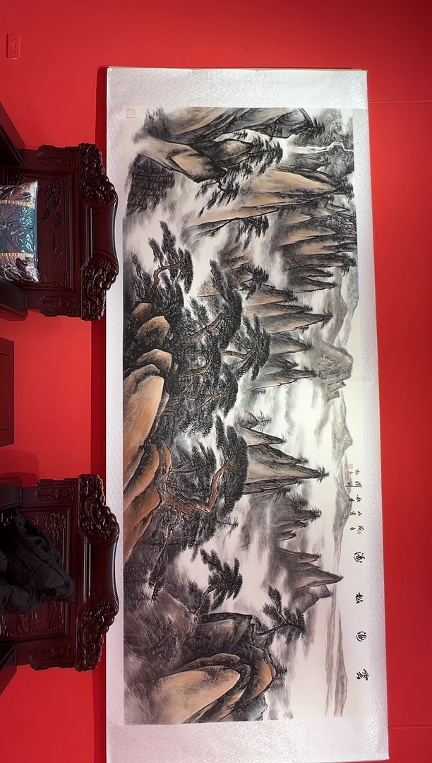 【闪购商品】绘画贺润川-46平尺-国画作品 红