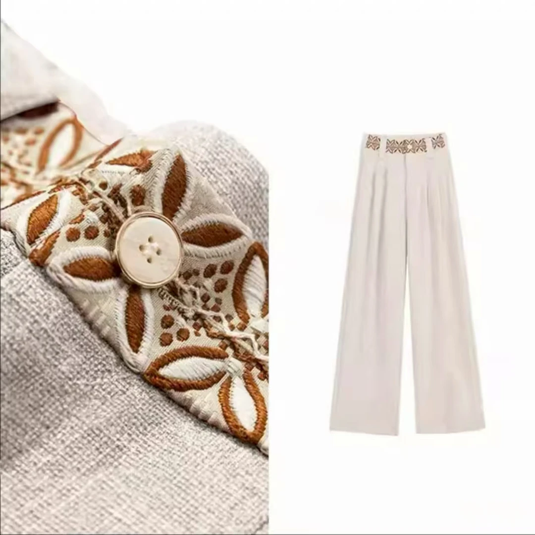 K3086 桑蚕 丝亚麻显瘦夏薄款高腰禅意冰丝直筒裤 y7307