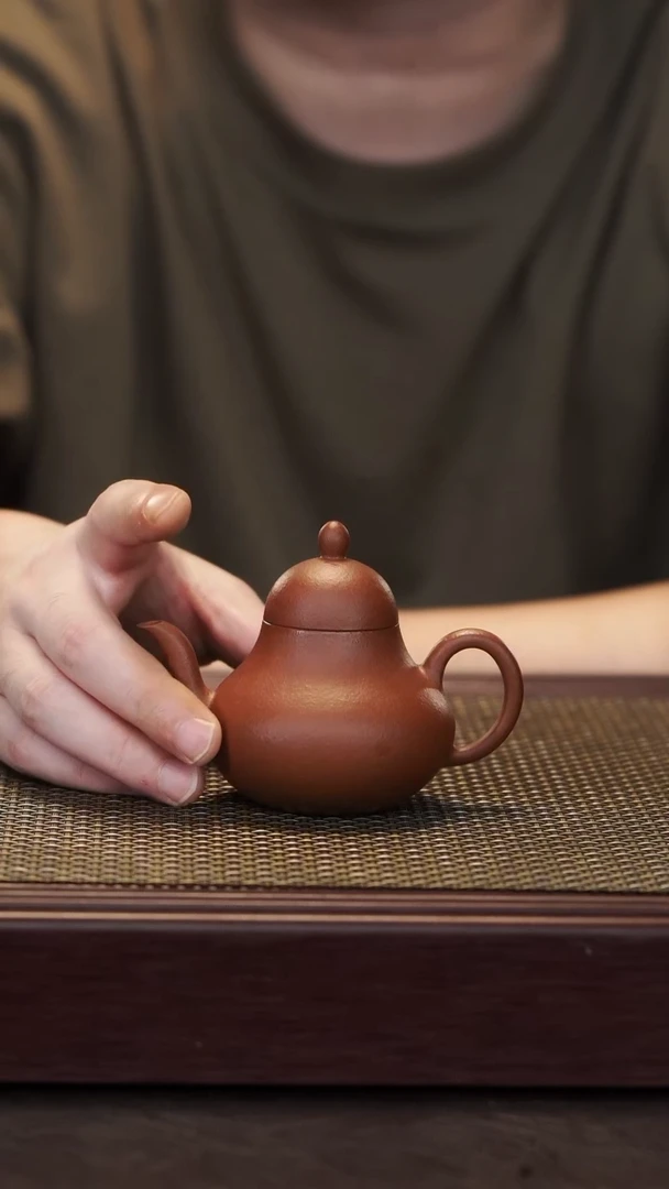 茶壶紫砂【润石堂】全手工精品 双层盖 粗砂朱泥