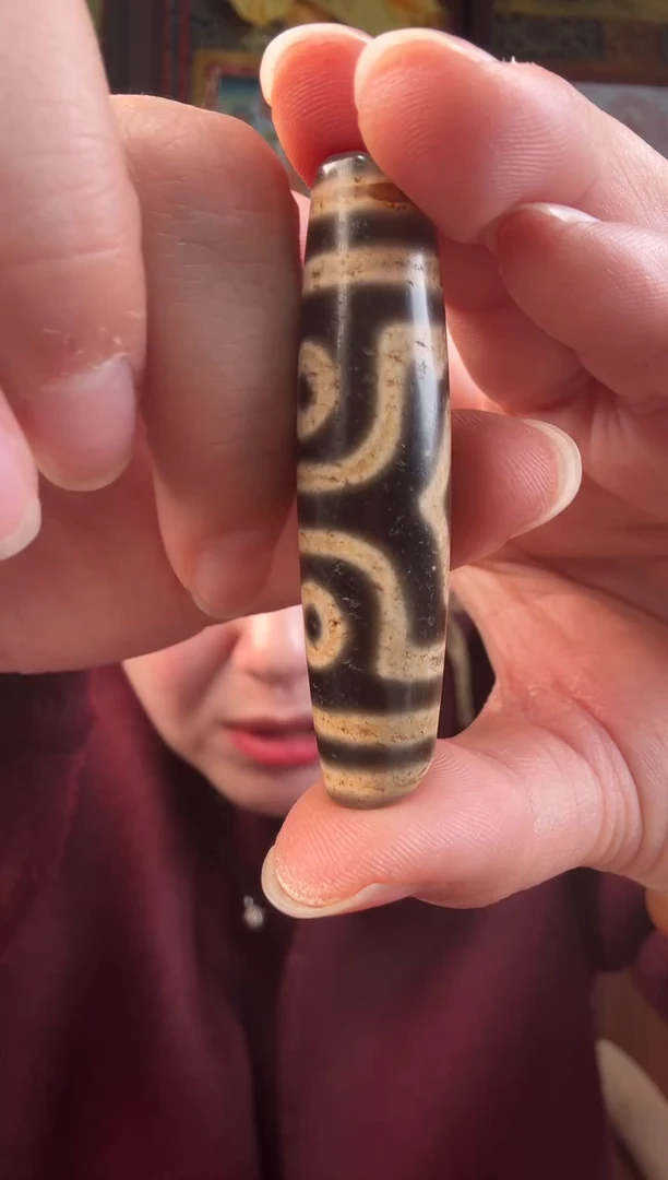 无非金属藏地黑白3眼古珠