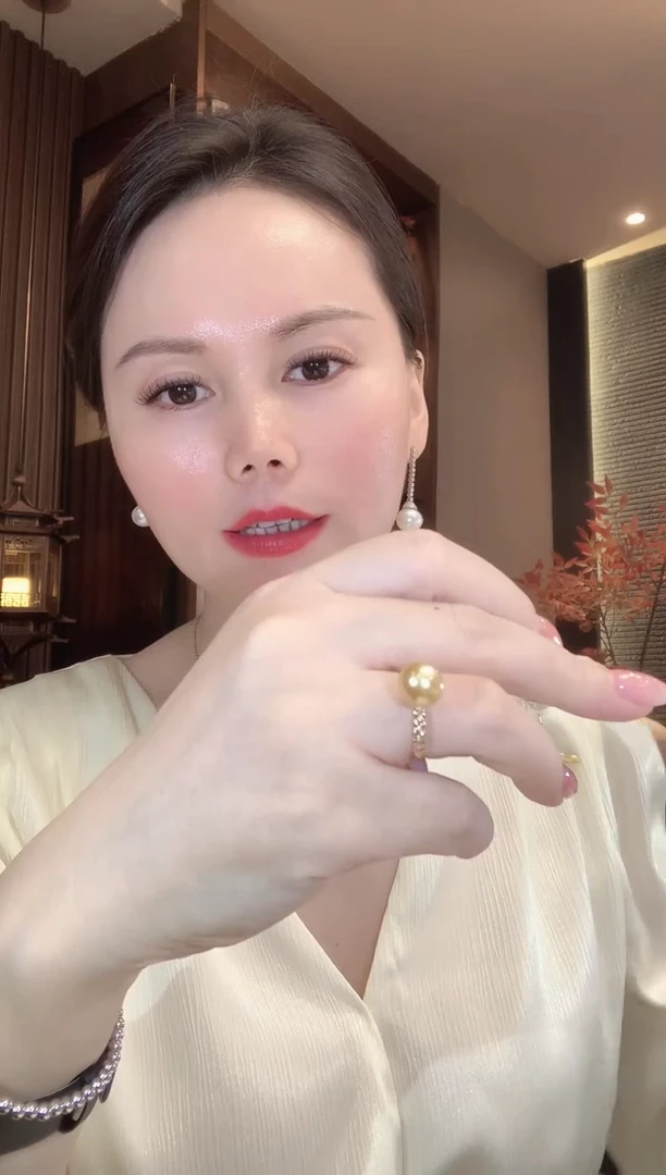 18K金镶嵌戒指海水珍珠D74