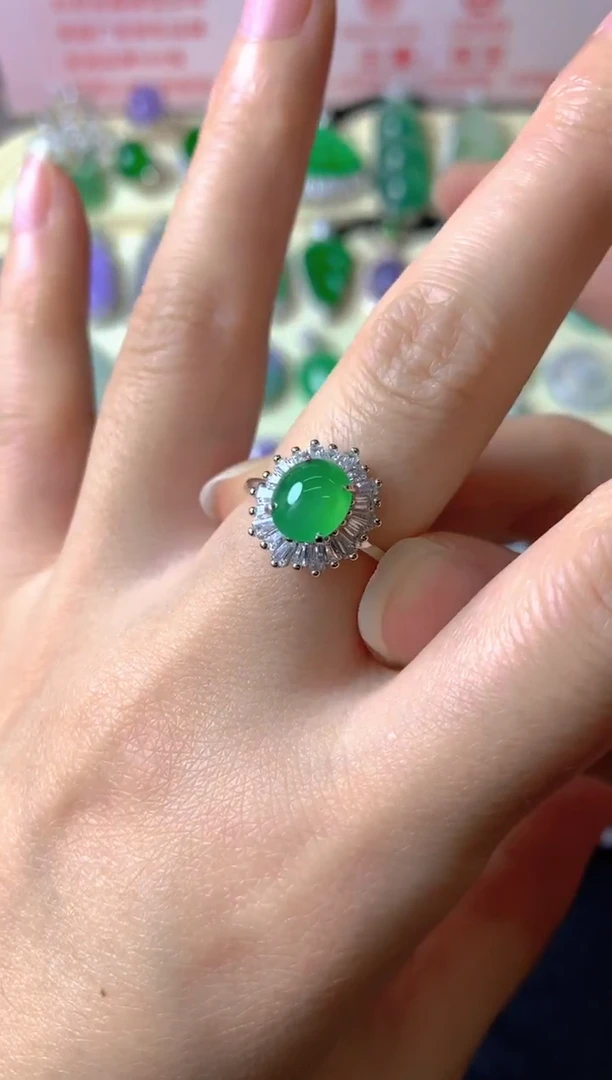 银S925镶嵌戒指翡翠r****w戒指