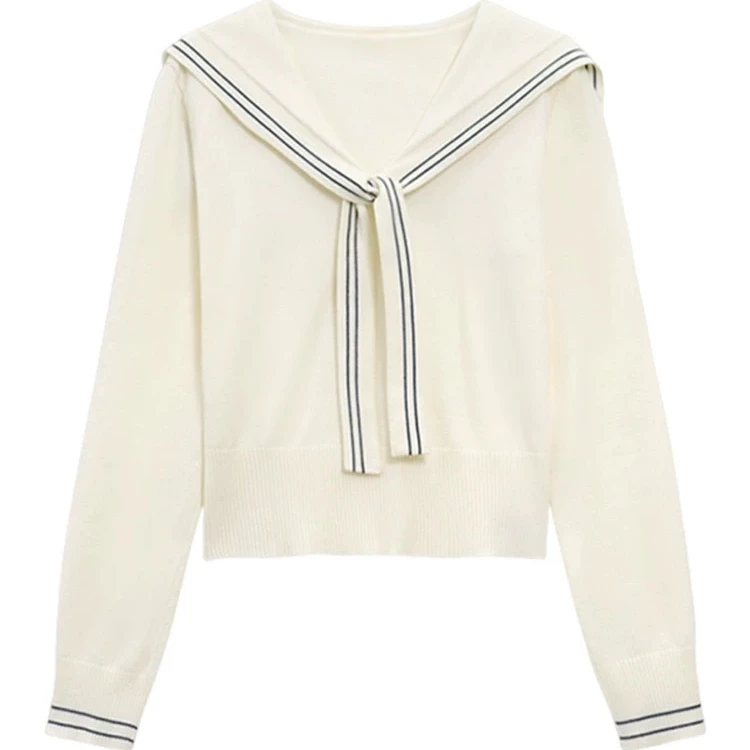 学院风海军领针织衫女2025新款早秋季毛衣洋气内搭打底衫韩系上衣