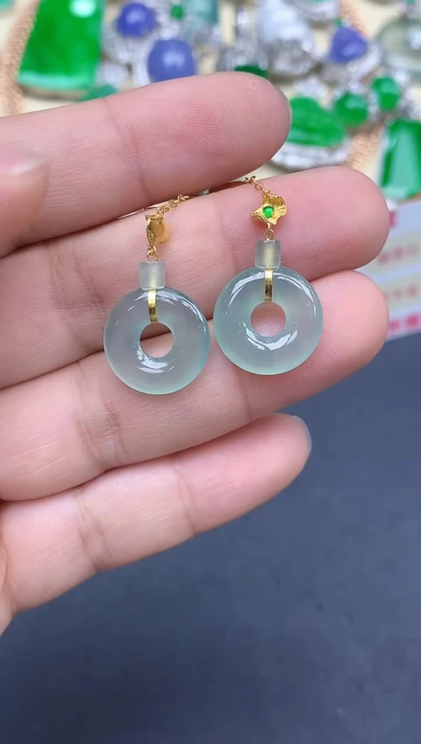 18K金镶嵌翡翠耳饰366-中国好珍宝