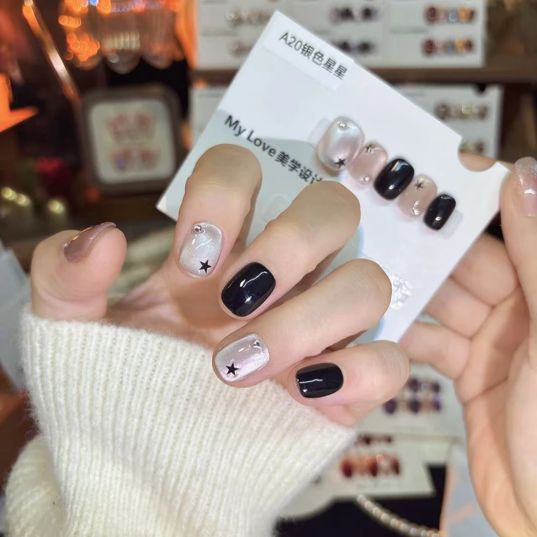 A20【银色星星】新年款纯手工秋冬显白气质穿戴甲