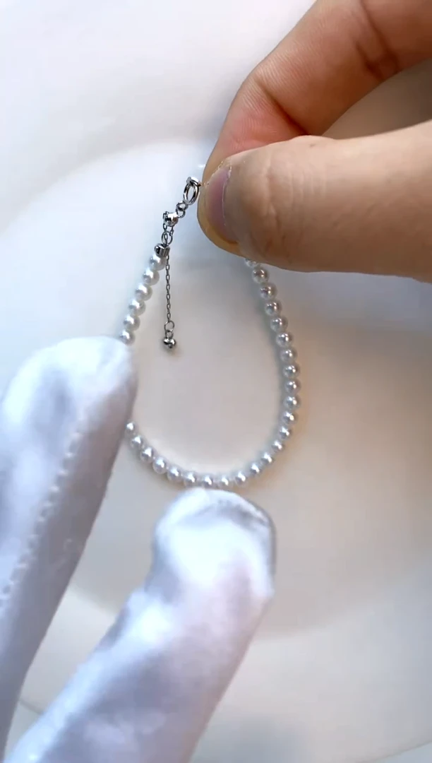 【闪购商品】淡水珍珠手链银S925镶嵌4-5