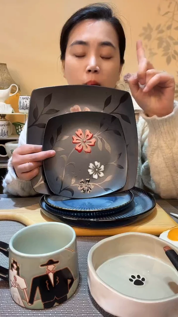 【闪购商品】瓷片大小方盘2件 微瑕介意勿拍