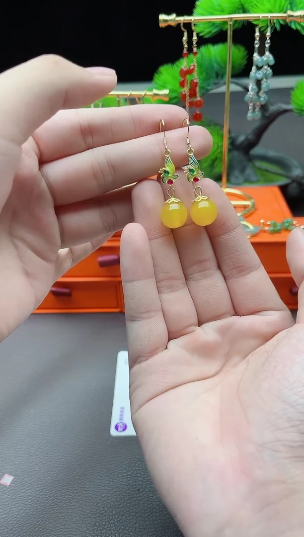 玛瑙/玉髓耳饰银S925镶嵌318