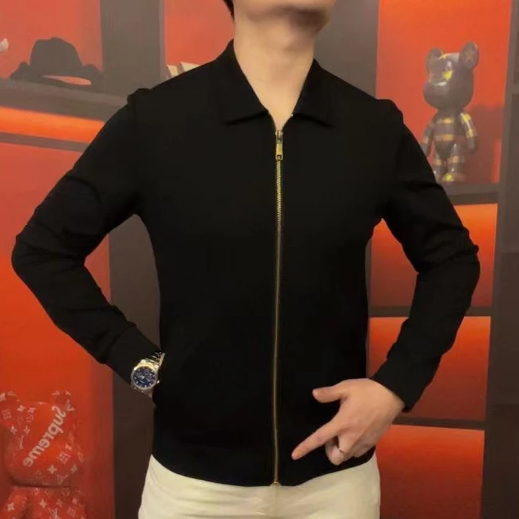 【顺丰包邮】长袖开衫口袋外套商务休闲百搭打底翻领拉链修身337777