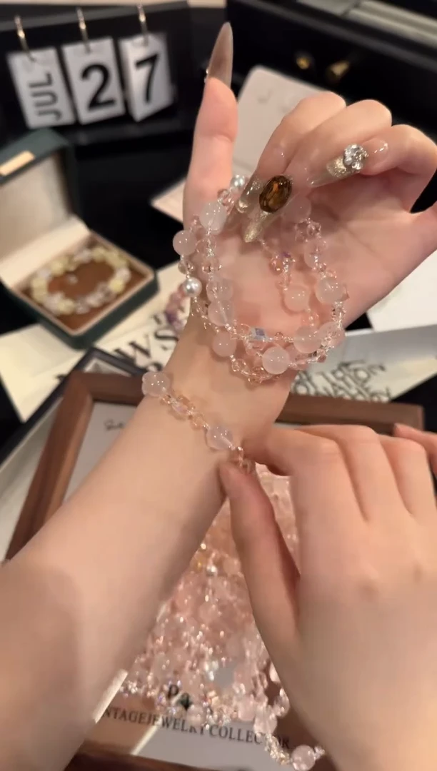 水晶手链合金粉水晶x2085
