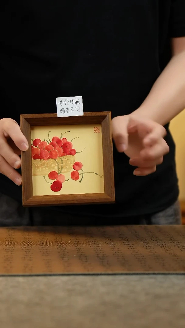 国画14*14纯手绘国风国画摆台