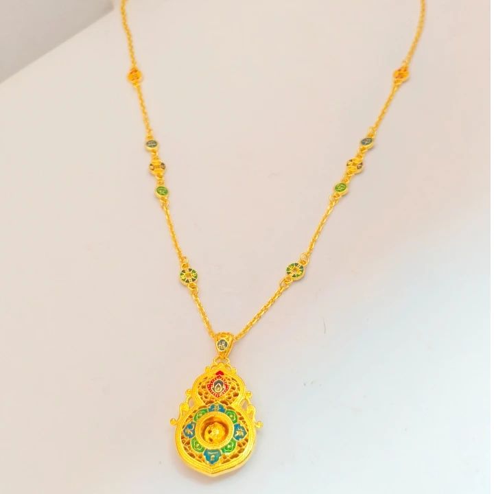 9999D人生四美葫芦套链掐丝珐琅工艺精致女款挂吊