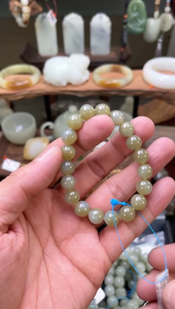 【闪购商品】和田玉手串未镶嵌卡10且末吐拉牧场圆珠