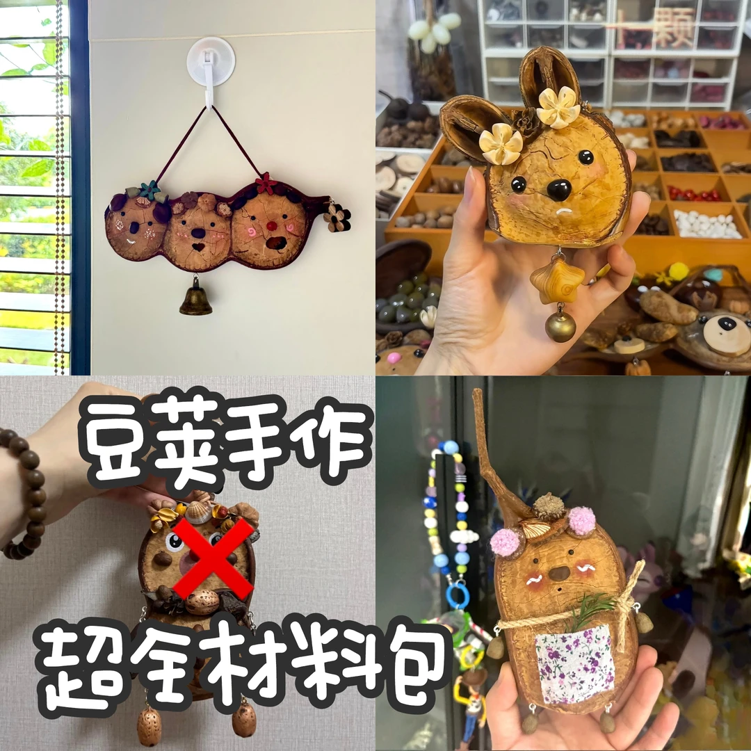 云南榼藤大豆荚手工diy全套材料包送朋友装饰丑萌豆荚挂件材料包