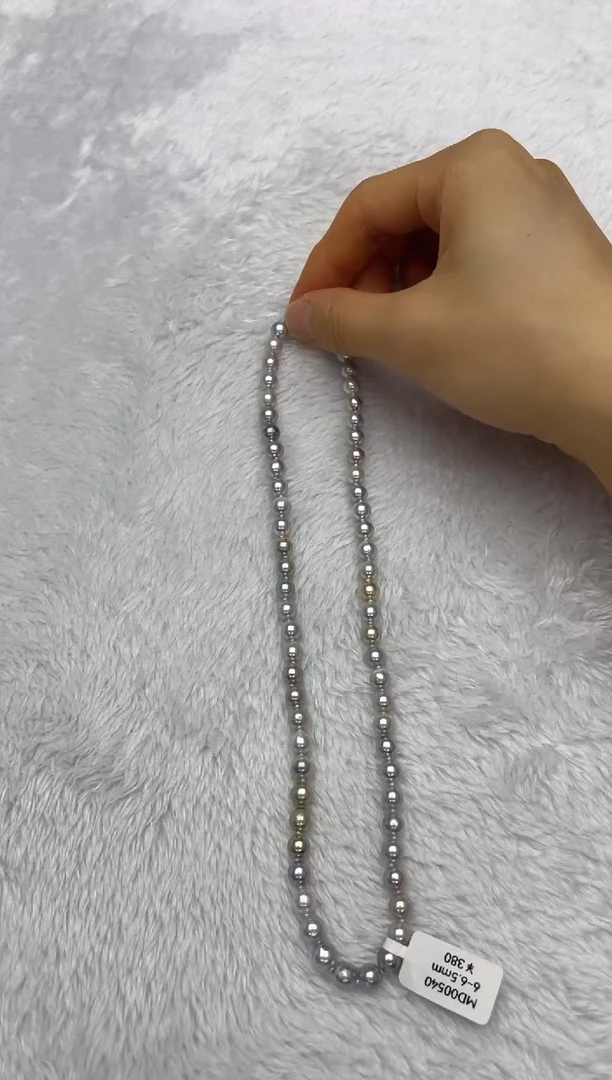 海水珍珠银S925镶嵌项链AK真多麻6-6.5mm