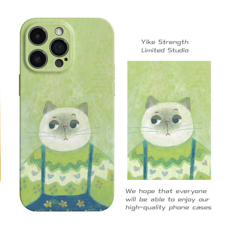 毛衣小猫菲林壳软壳适用iphone苹果16promax/可爱手机壳VIVO