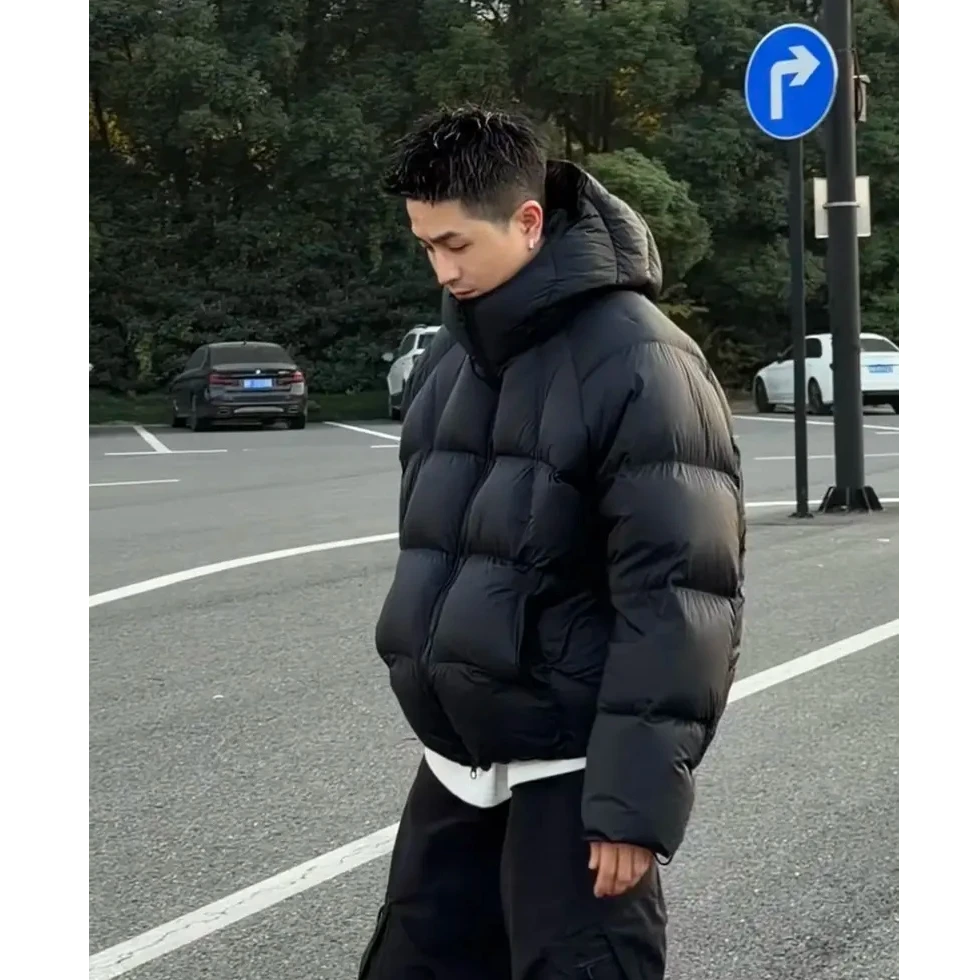 25ss冬季面包服连帽高绒量厚款90白鸭绒羽绒服男女款保暖外套