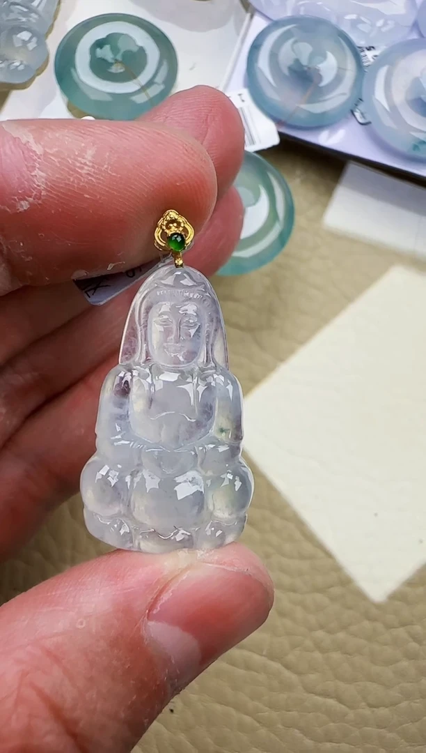 颈饰18K金镶嵌翡翠缅甸翡翠a货