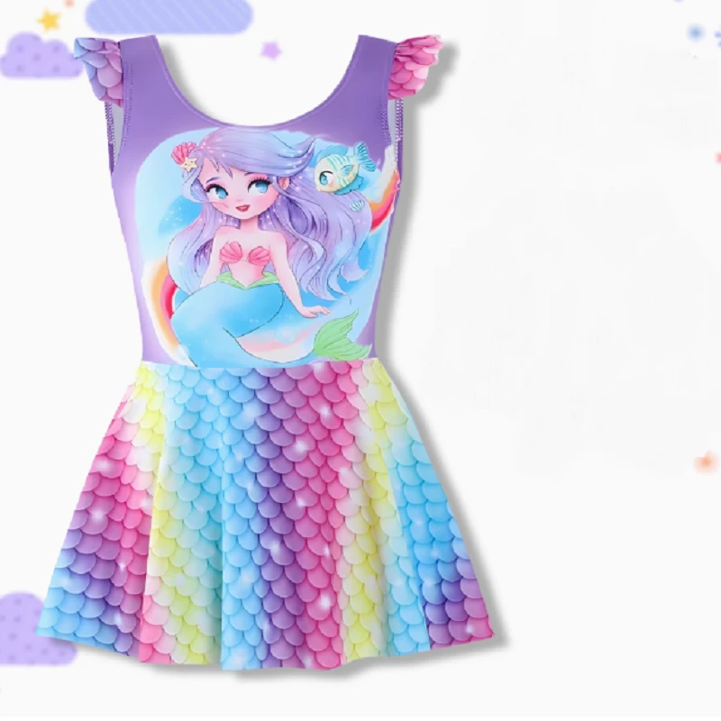 女童泳衣女孩甜美儿童公主连体裙式美人鱼宝宝小中童韩版公主风