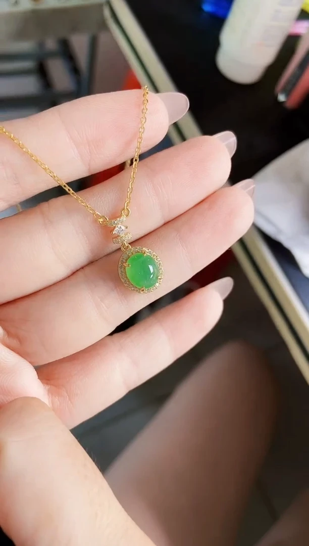 翡翠银S925镶嵌颈饰12