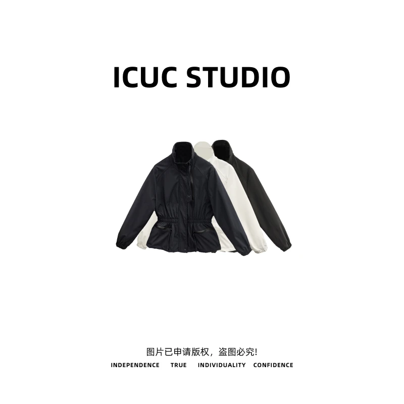 ICUC定制-【收腰机车服工装外套】早春新款气质显瘦百搭外套6658