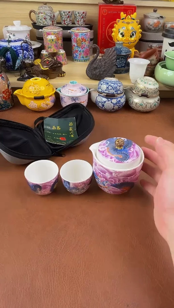陶瓷茶具摆件旅行套组