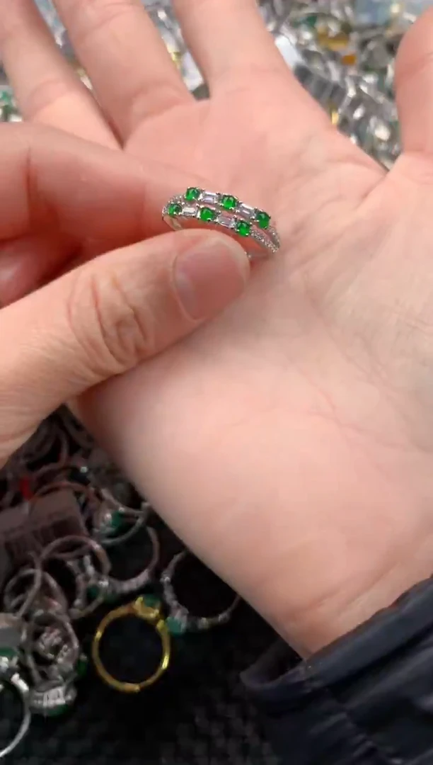 银S925镶嵌戒指翡翠444   7