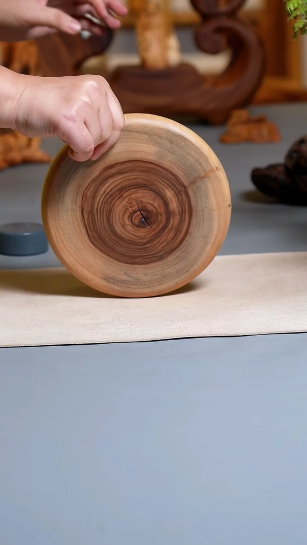 香樟木三足壶承0716.