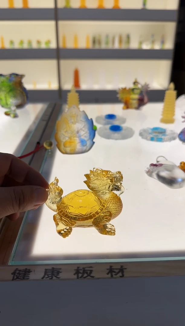 手工艺品琉璃金色龙龟