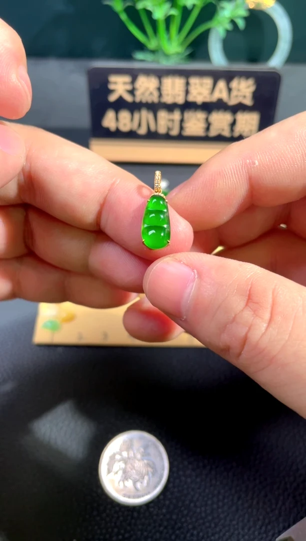 颈饰18K金镶嵌翡翠翡翠