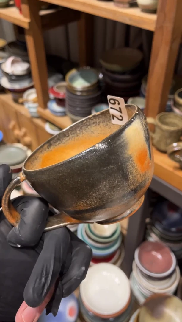 【闪购商品】瓷片672  微瑕哑光黄咖啡杯1个