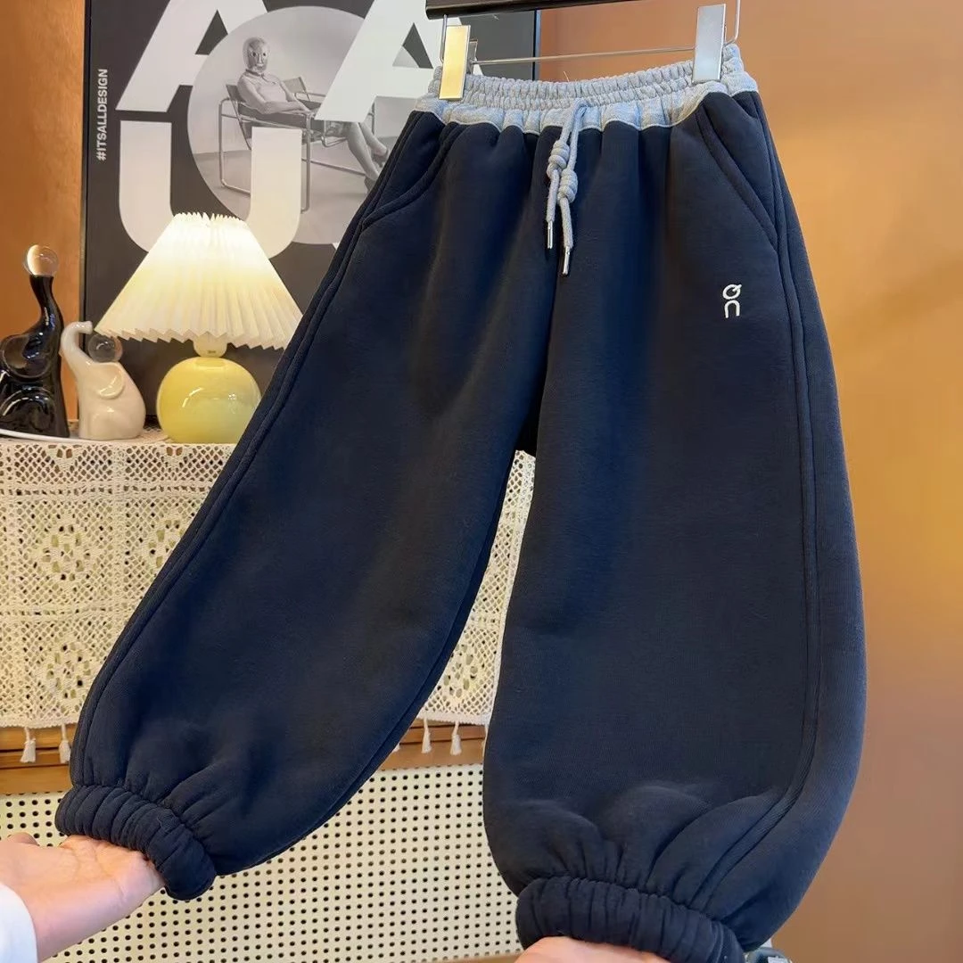 【加绒】2025冬季新款中大童潮酷舒适宽松韩版儿童百搭休闲裤S9649