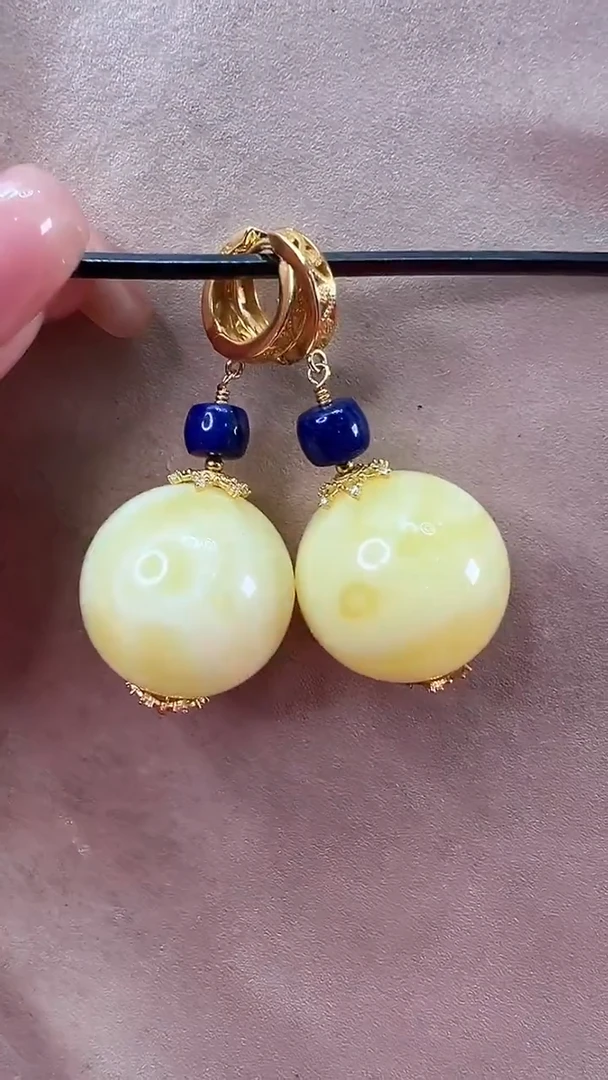 琥珀颈饰未镶嵌耳环