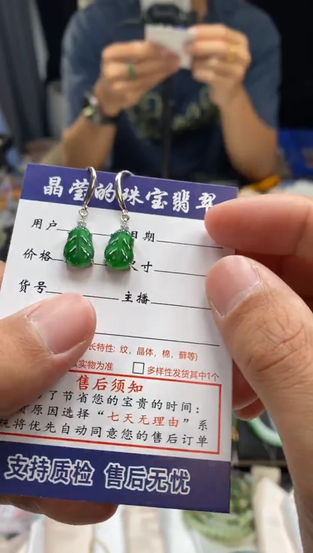 银S925镶嵌翡翠耳饰0550992008