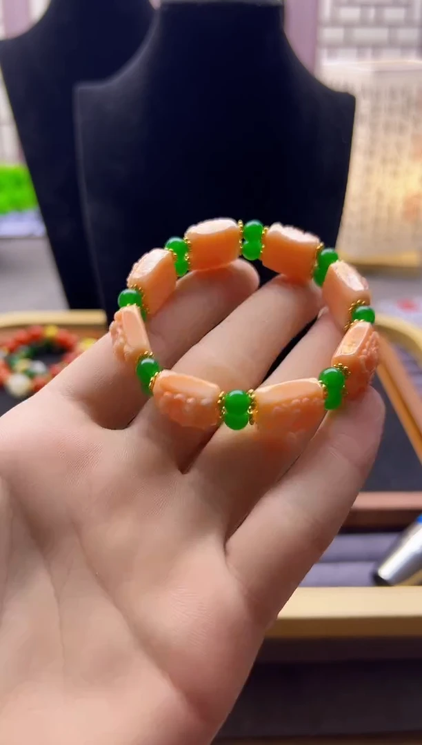 【闪购商品】翡翠手链14K金镶嵌S254      