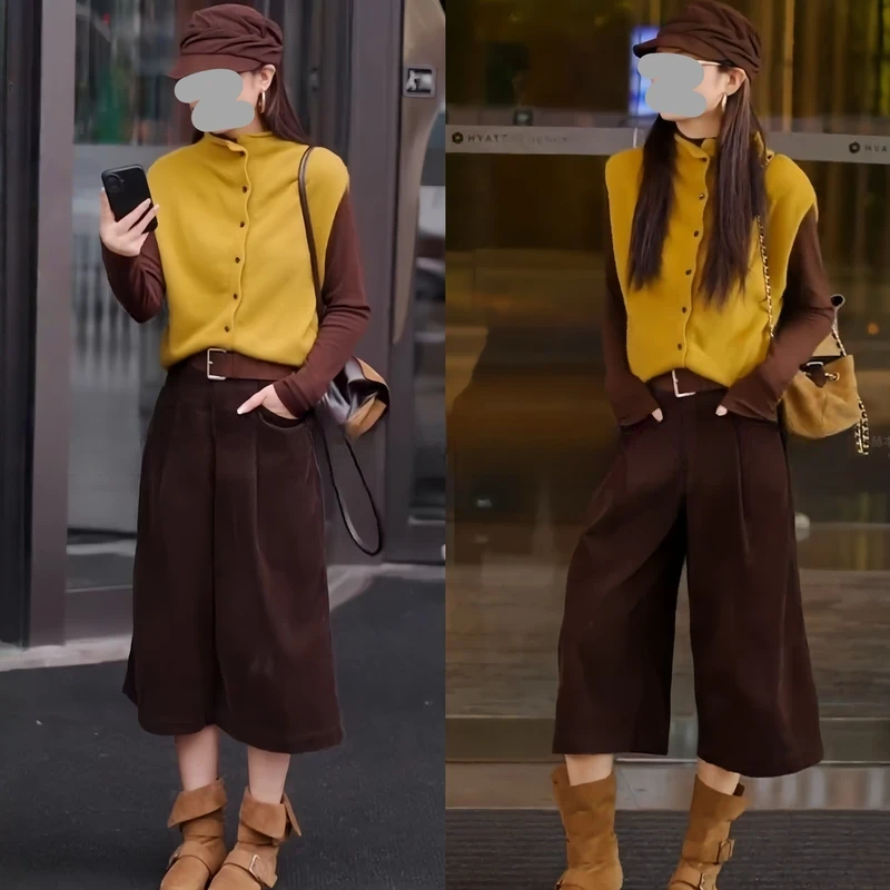 韩系小众高级感无袖显瘦针织马甲气质独特背心洋气套装内搭两件套