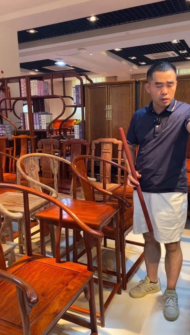 花梨木类成套家具国标红木 缅花 明式圈椅三件套