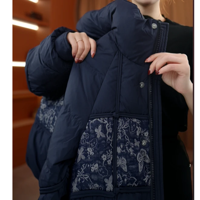 （甄选大朵鸭绒）时尚高级拼接羽绒服气质显瘦保暖冬季外套